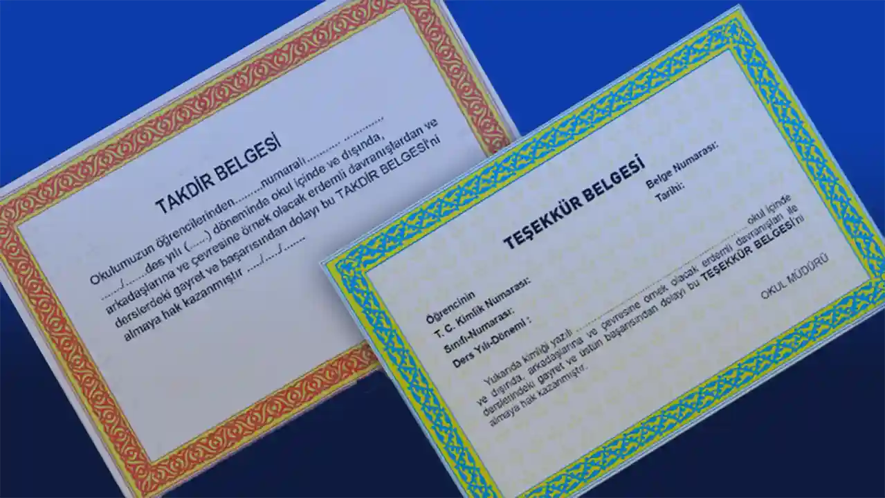 Ortaokul ve liselerde teşekkür ve takdir belgesi hesaplama ve alma şartları –